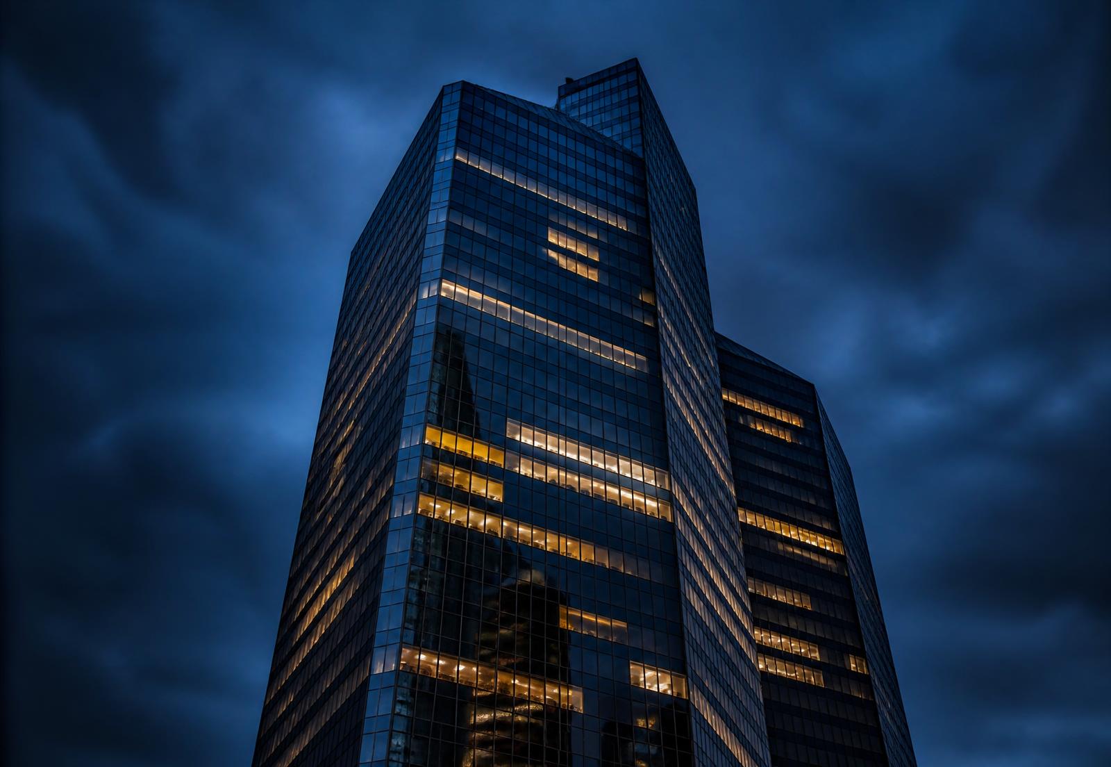 BigImpire Group headquarters tower at blue hour